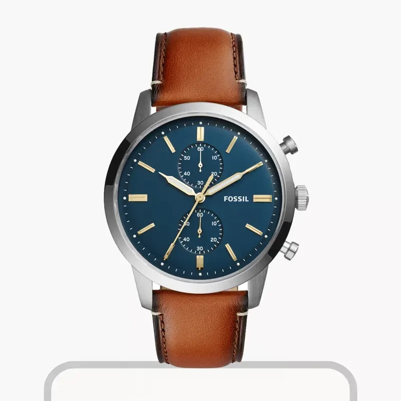 Fossil Townsman Blue Dial Luggage Leather Men's Watch- FS5279